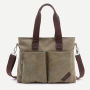 Canvas Shoulder Bag for Women Men Retro Casual Handbags Work Tote