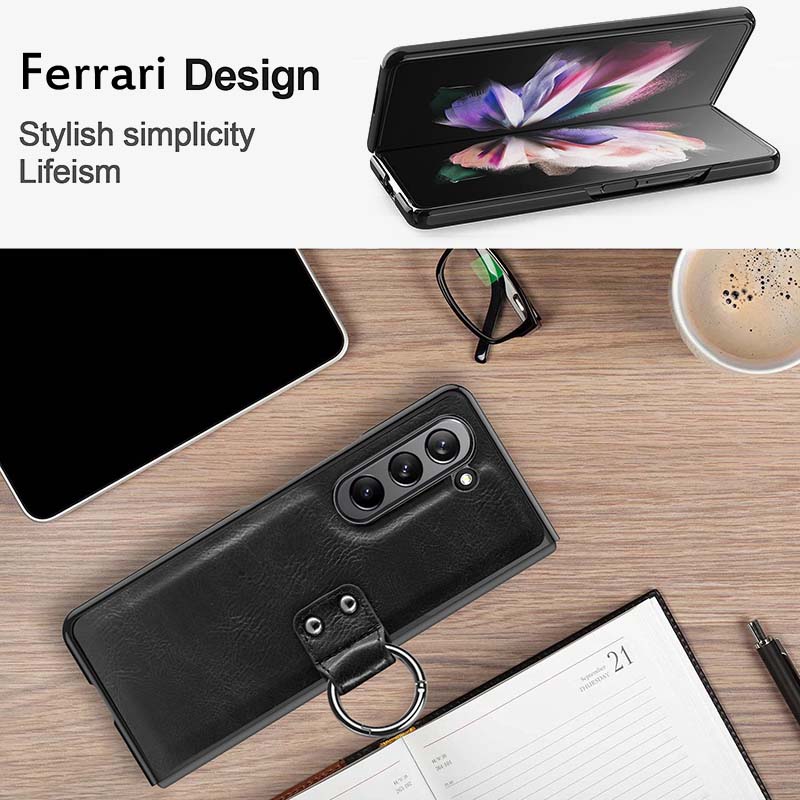 Samsung Fold Series Anti Drop Leather Ring Phone Case