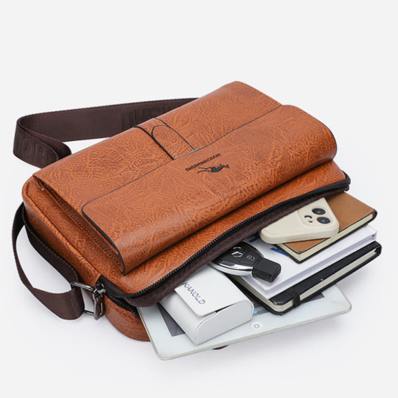 Horizontal Messenger Bag For Men Business Leather Crossbody Bag Handbag