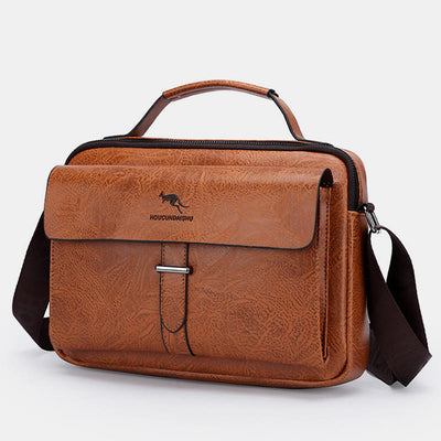 Horizontal Messenger Bag For Men Business Leather Crossbody Bag Handbag