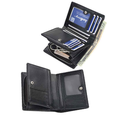 Front Pocket Wallet for Men Multi-Slot Leather Wallet with ID Window