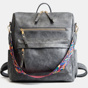Large Capacity Leather School Backpack