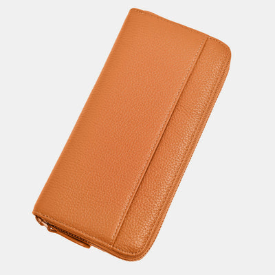 Women RFID Blocking Leather Large Capacity Zip Around Wallet Phone Holder