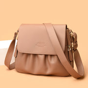 Leisure Crossbody Bag For Women Pleated Style Lightweight Leather Bag