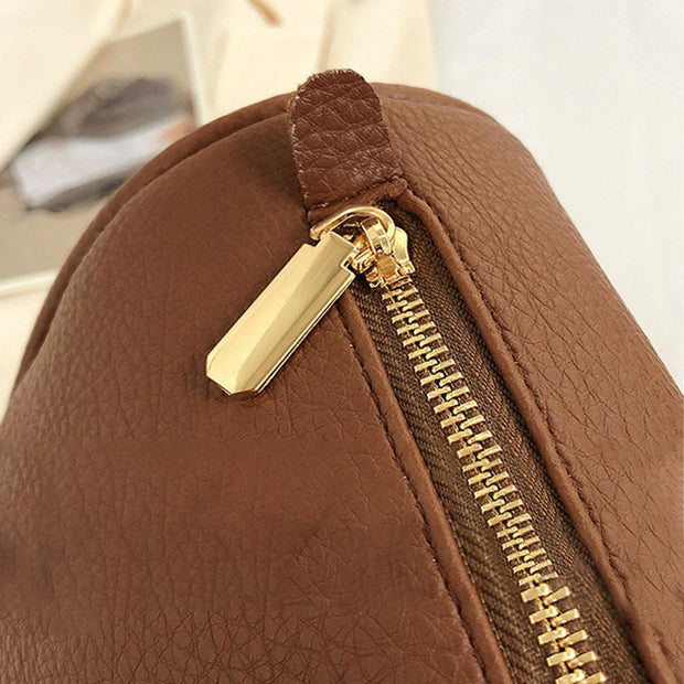 Wide Strap Purse Ladies Double Zipper Large Vintage Crossbody Bag