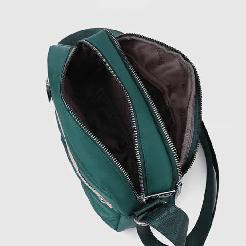 Waterproof Crossbody Bag for Women Double Zip Nylon Handbag Shoulder Purse