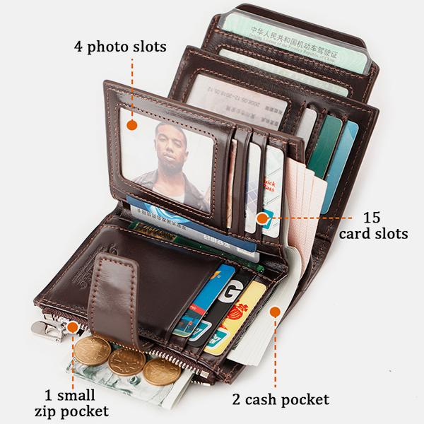 RFID Large Capacity Multi Card Leather Wallet