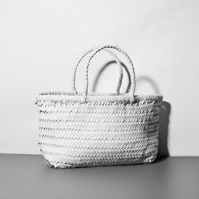 Women Soft PU Leather Woven Handbag Handmade Summer Shoulder Bag