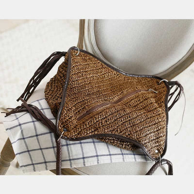 Large Soft Hand-Woven Straw Boho Bag Shoulder Tote Rattan Beach Bag