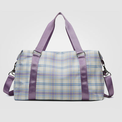 Large Capacity Waterproof Plaid Casual Fitness Travel Handbag