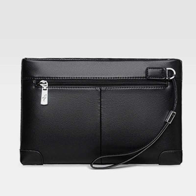 Clutch for Men Large Capacity Waterproof Black Leather Business Handbag