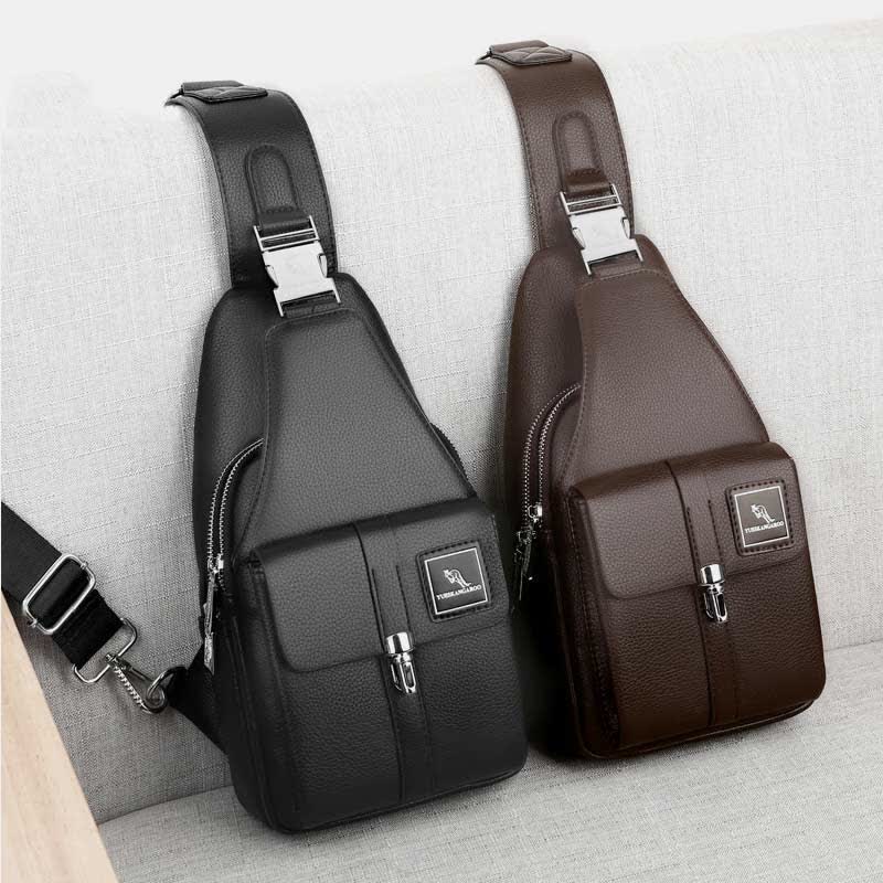 Men Leather Sling Bag Multipurpose Casual Bag Chest Bag Shoulder Bag