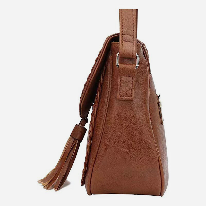 Twist Stripe Tassel Saddle Purse For Women Classic Crossbody Bag