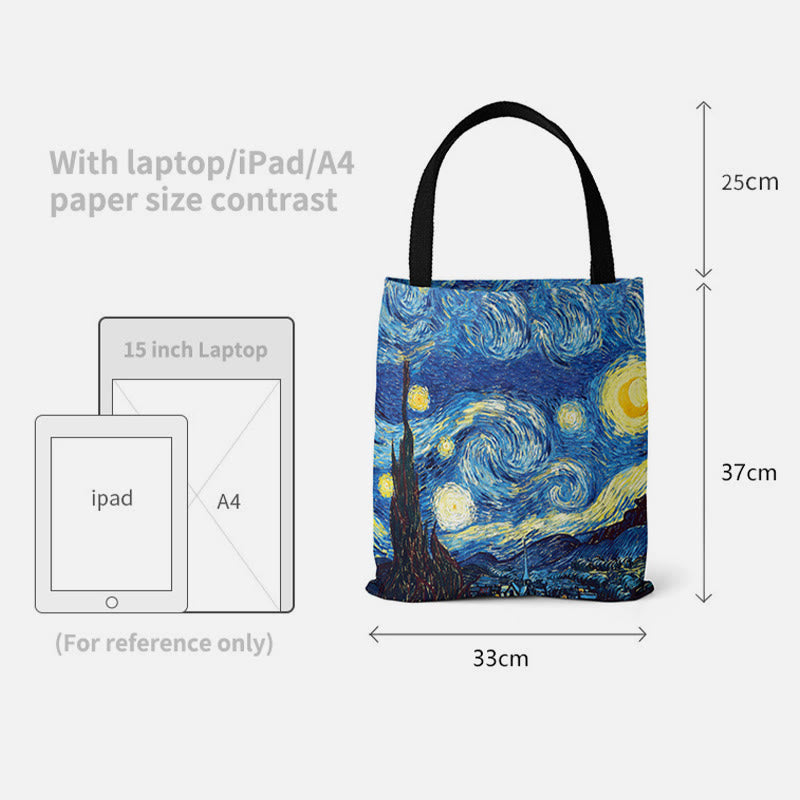 Handbag for Women Starry Sky Oil Painting canvas beach Shoulder bag