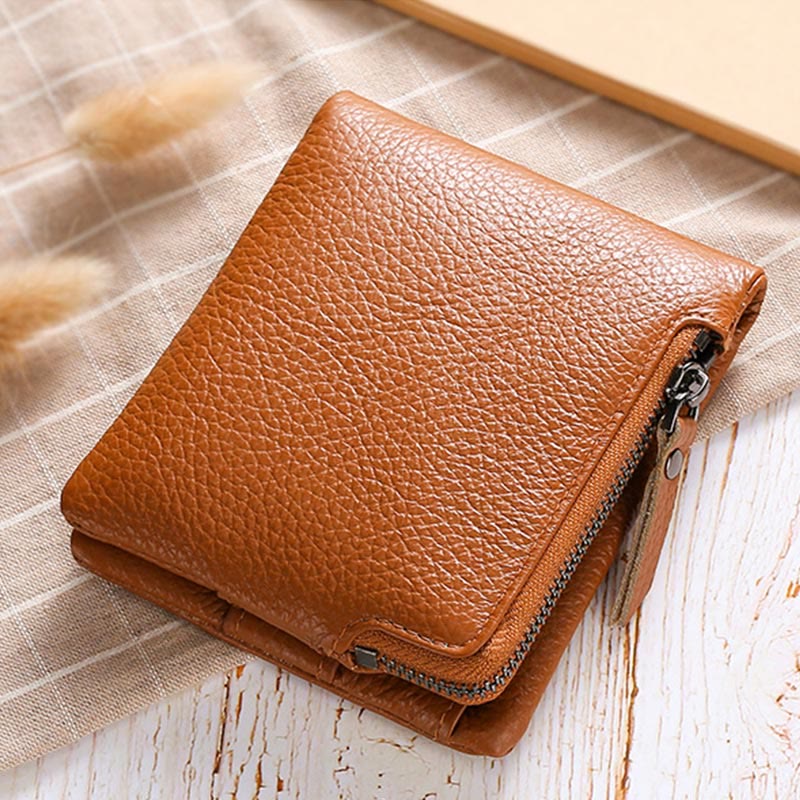 Wallet For Men Genuine Leather RFID Antimagnetic Change Coin Clip