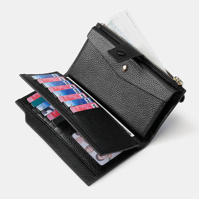 RFID Retro Large Capacity Long Purses With Zipper Pocket