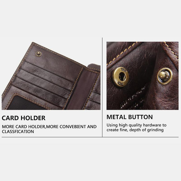 Genuine Leather Multifunction RFID Wristlet Wallet