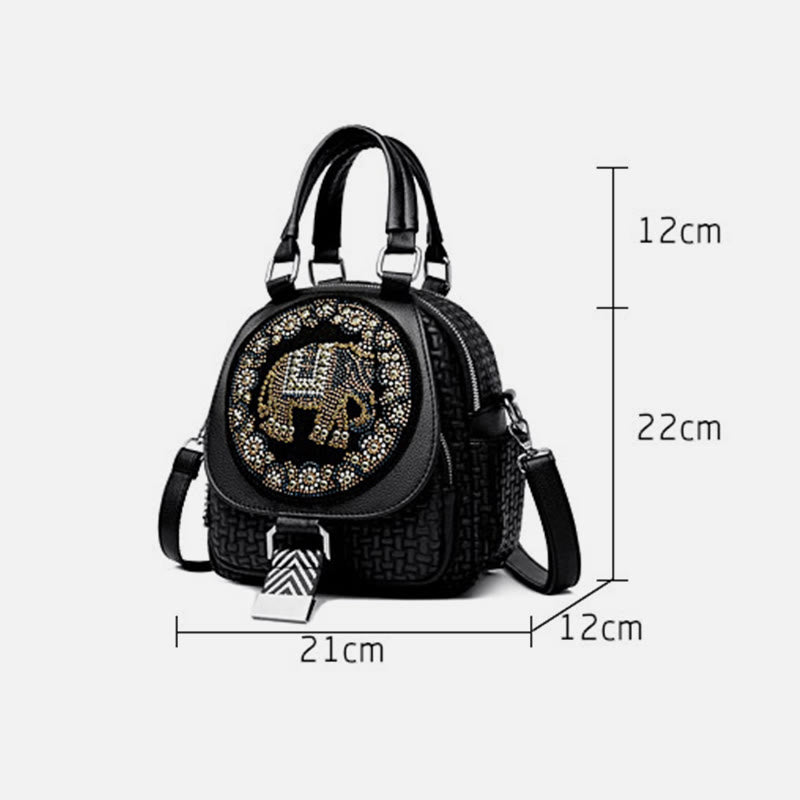 Multifunctional Travel Backpack Womens Clamshell Buckle Soft Leather Daypack