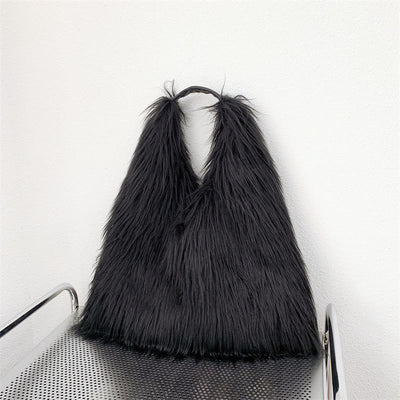 Large Shoulder Bag For Women Party Faux Fur Plush Tote