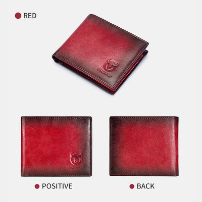 Genuine Leather RFID Multi-Slot Gradient Short Wallet