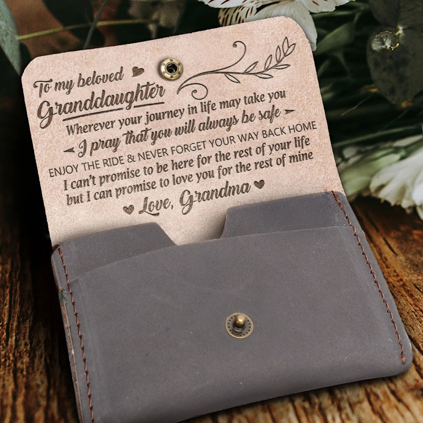 Clamshell Wallet Words Engrave Purse For Family Warm Gift