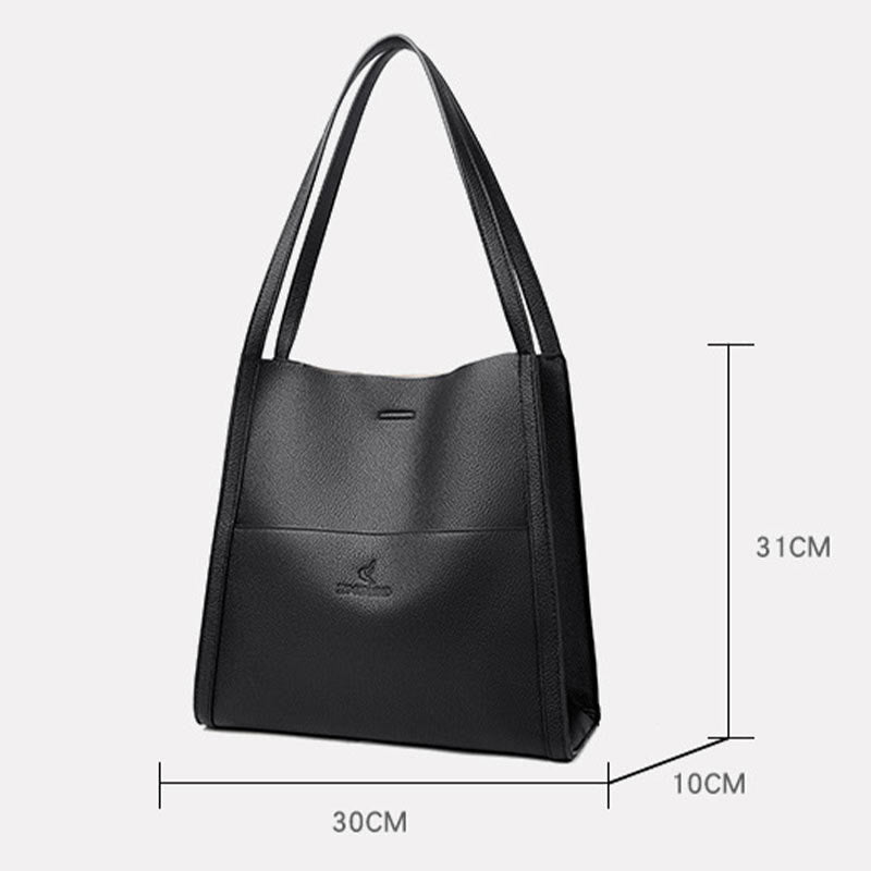 Women Minimalist Tote Classic Genuine Leather Large Underarm Bag