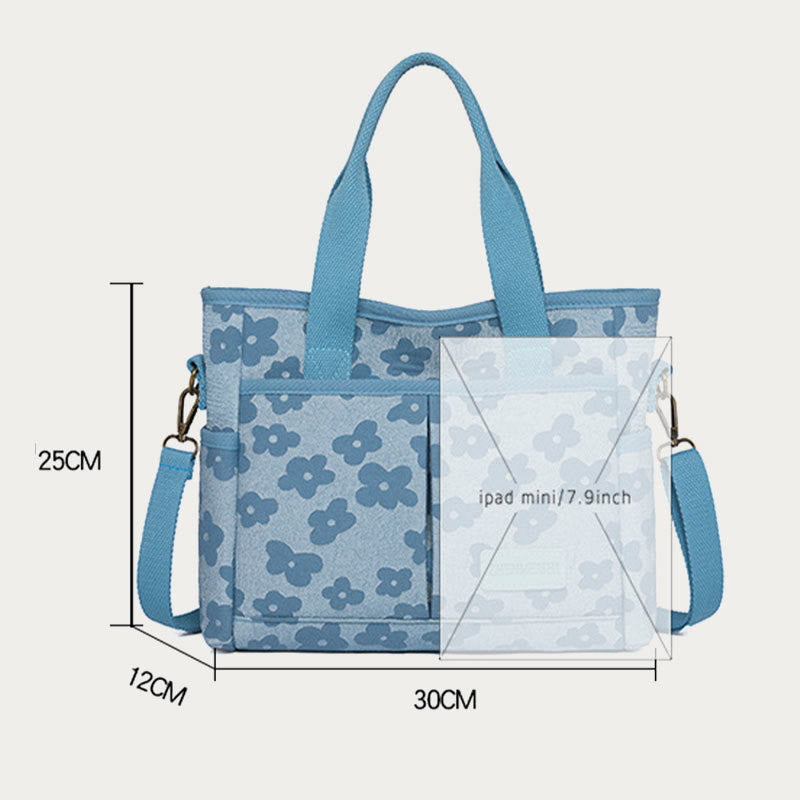 Floral Cute Printing For Commuting Large Simple Canvas Crossbody Purse