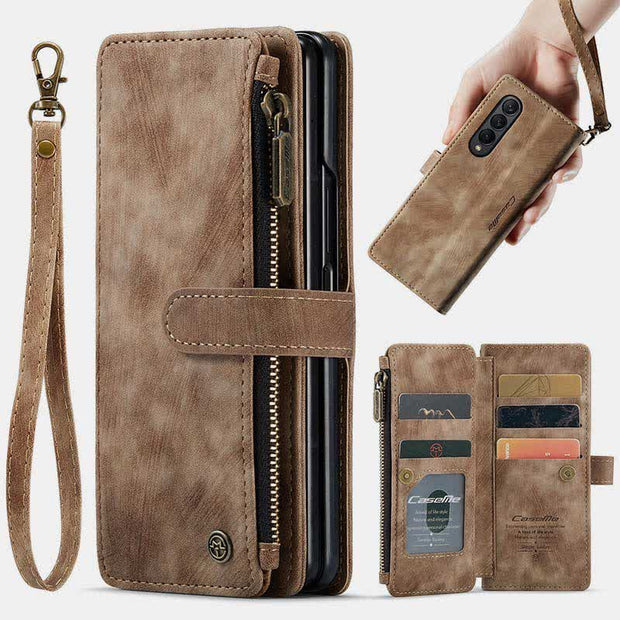 Galaxy Z Fold 3 4 5 Wallet Case with Card Holder Magnetic Kickstand for Women Men