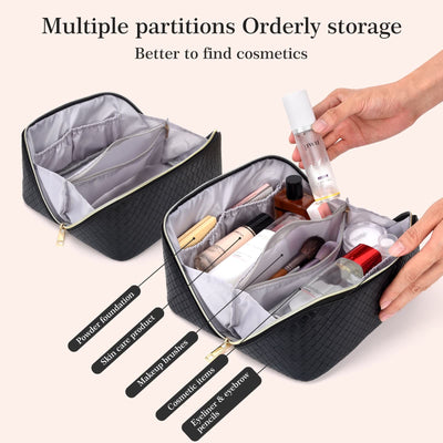 Cosmetic Bag For Women Travel Waterproof PU Leather Makeup Bag