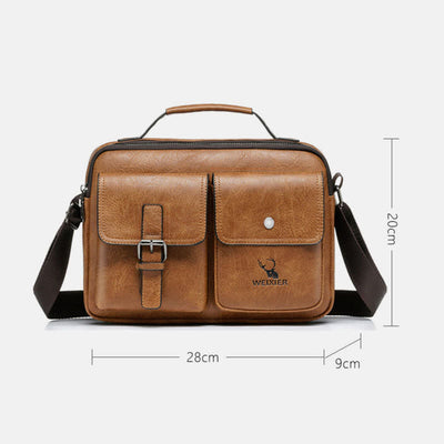 Mens Messenger Bag Waterproof Vintage Leather Briefcase Satchel Shoulder Bag