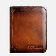 RFID Retro Genuine Leather Tri-fold Wallet