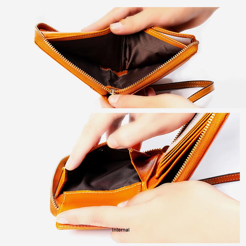 Small Bifold Zip Around Wallet RFID Blocking with Card Holder Coin Purse