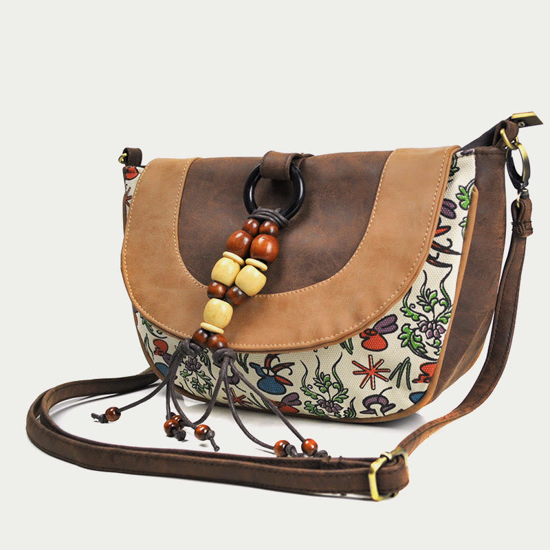 Crossbody Bag For Women Ethnic Style Printing PU Leather Bag