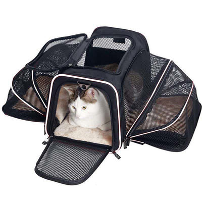 Expandable Pet Carrier Portable Soft-Sided Pet Travel Bag with Ventilated Design