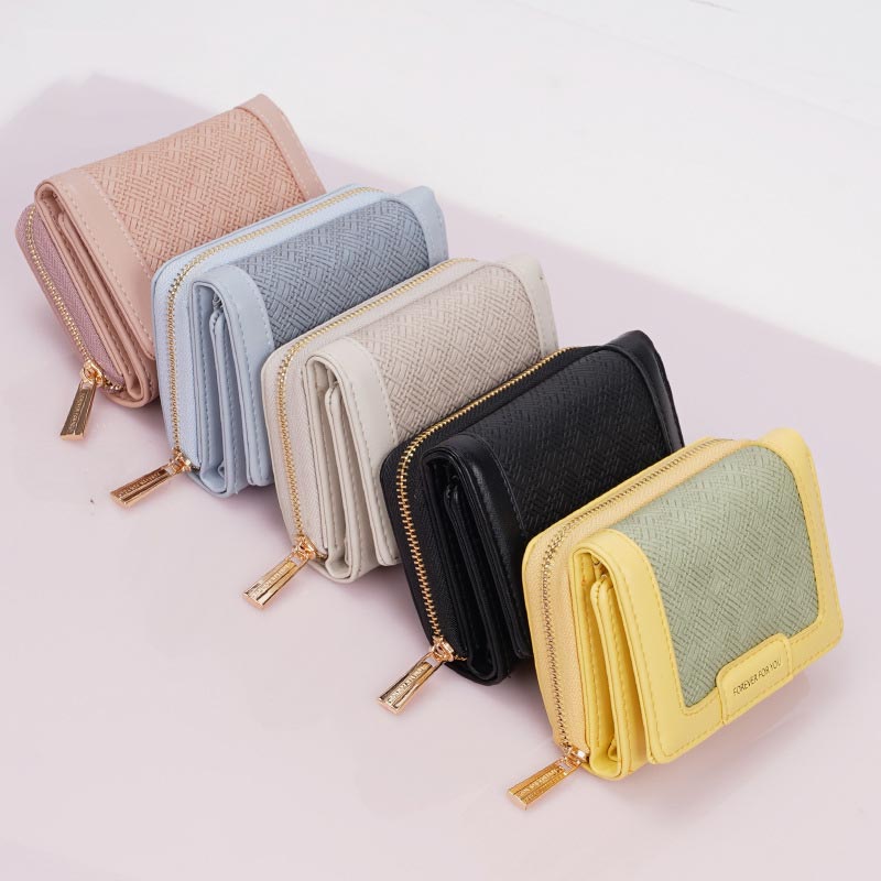 Womens Slim Mini Purse Trifold Wallet Card Holder Zipper Coin Pocket