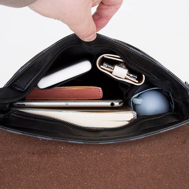Messenger Bag For Men Leissure Plaid PU Leather Crpssbody Bag