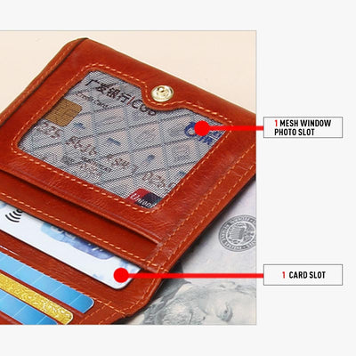 Multi-Slot Embroidery Vintage Genuine Leather Short Wallet