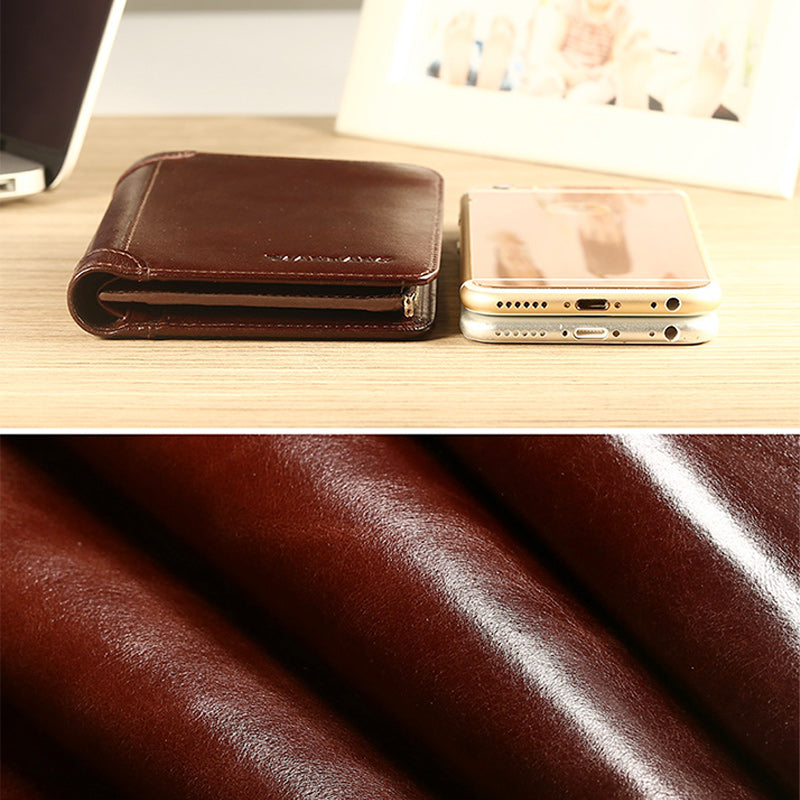 Solid RFID Genuine Leather Wallet Organizer Purse