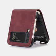 FREE TODAY: Samsung Z Flip 3 Folding Skin Cover Leather Phone Case PC Cover