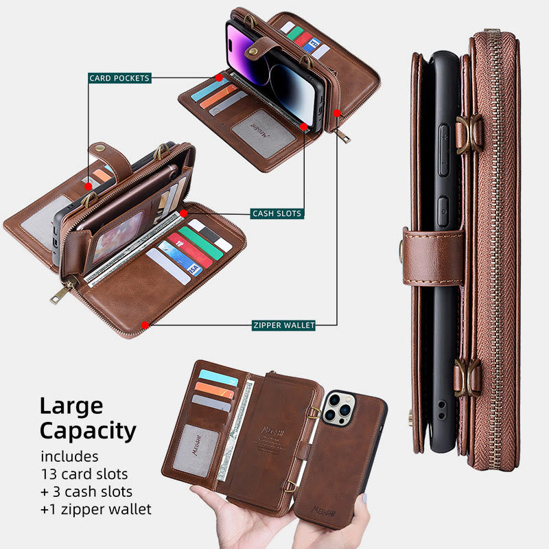 Wallet Phone Case For iPhone Crossbody Multifunctional PU Leather Wallet