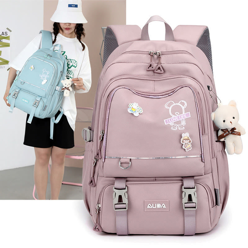 Backpack for Women Multi-Pocket Large Capacity Polyester Fiber School Daypack