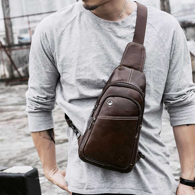 Large Capacity Genuine Leather Sling Bag