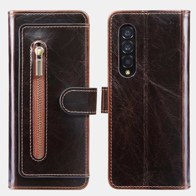 Z Fold 4 /3 Case Wallet for Women Men PU Leather Flip Kickstand Phone Cover