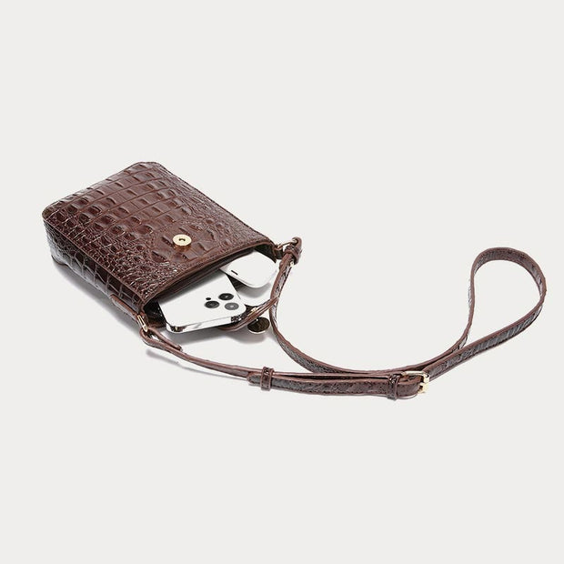 Crossbody Bag For Women Retro Crocodile Pattern Phone Bag