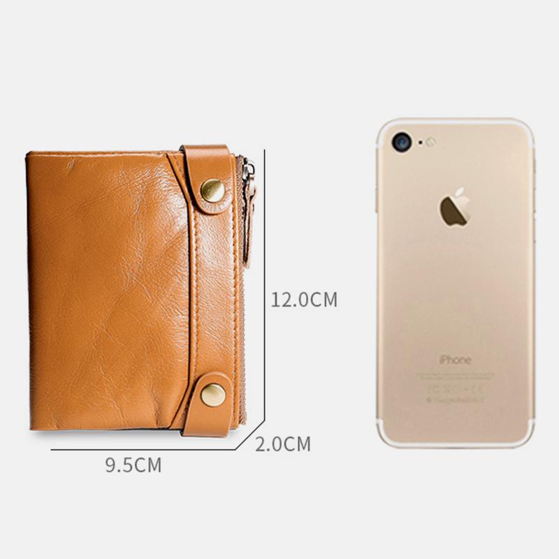 Genuine Leather Multi-function RFID Bifold Wallet