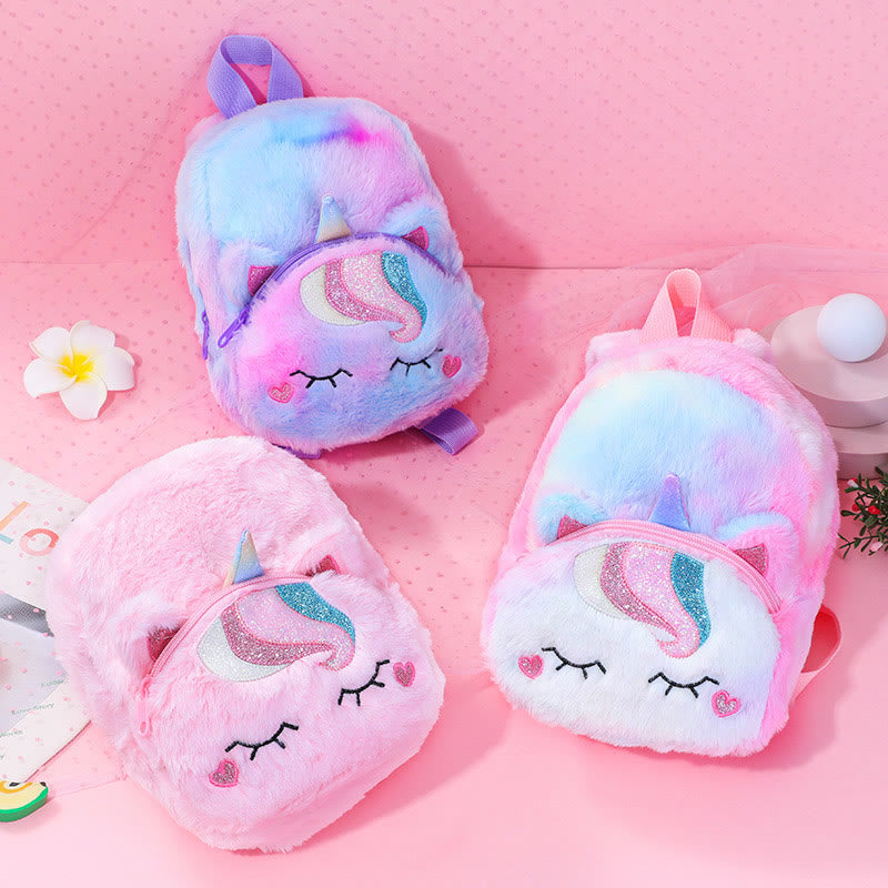 Backpack For Women Unicorn Furry Cute Cartoon Toddlers Kids Schoolbag