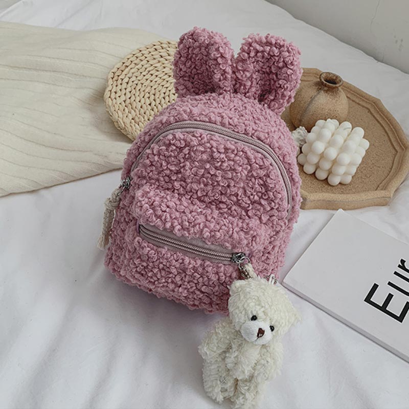 Multi-carry Baby/Toddler Rabbit Ear Plush Backpack Mini Backpack for Boys Girls