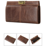 Retro Clutch Handbag for Women RFID Blocking Long Oil Wax Leather Wallet