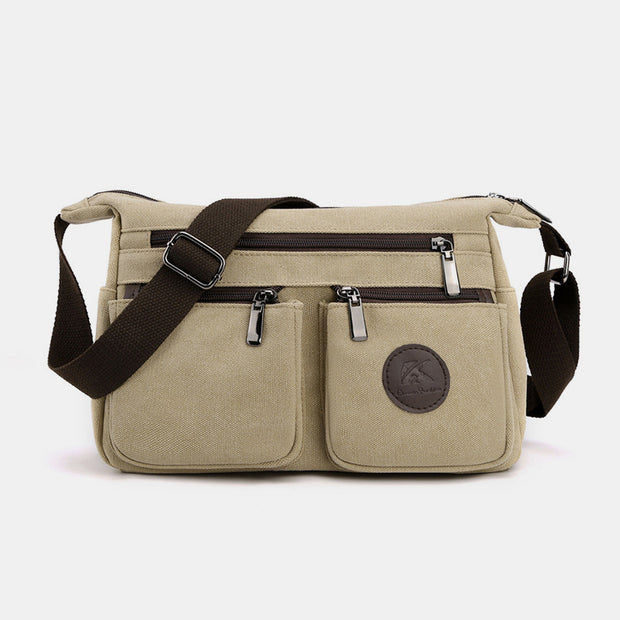 Multi-Pocket Large Capacity Canvas Messenger Bag For Women