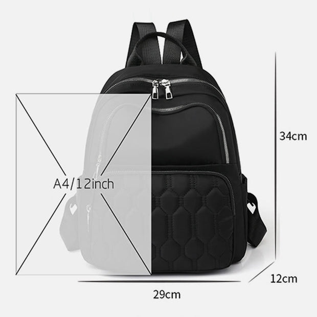 Quilted Nylon Backpack Stylish Solid Color Travel Daypack For Women